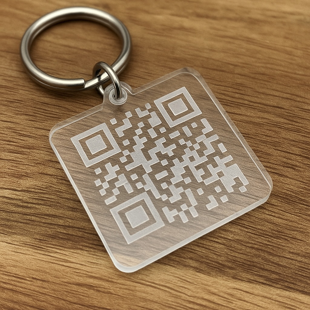 Kare Şeffaf Akrilik QR Kodlu Charm